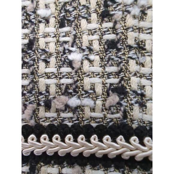 JONES NEW YORK Petite Black Cream Boucle Front Zip Jacket Blazer Womens Size 10P - Picture 7 of 7